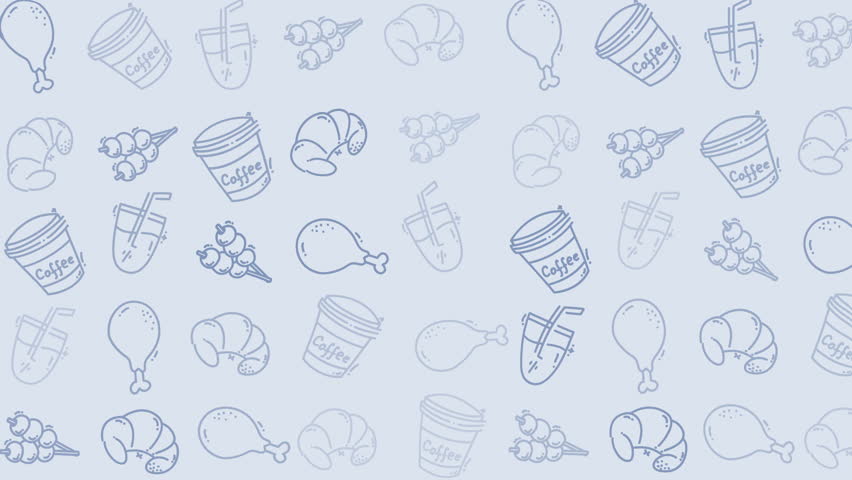 Food pattern with fried chicken croissants and coffee cups is perfect for menus, food blogs, restaurant branding, and social media.