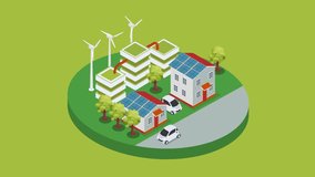 Modern Eco-Friendly Smart City with Renewable Energy and Electric Vehicles 3d animation cartoon - Powered by Shutterstock - Get 15% off with code: PIKWIZARD15