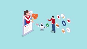 Chatbot Assisting Online Shopping and Digital Marketing 3d animation cartoon - Powered by Shutterstock - Get 15% off with code: PIKWIZARD15