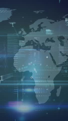 This video shows statistics and data processing happening all over the world. The global connections and digital interface make it possible for this data processing to happen quickly and easily.