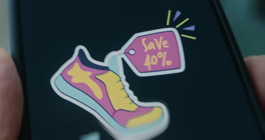 Save 40 percent tag on shoe, presentation