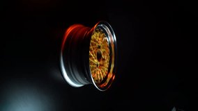 old retro stylish collapsible two-component wheels with a gold center and shiny rims for car tuning vertical video - Powered by Shutterstock - Get 15% off with code: PIKWIZARD15