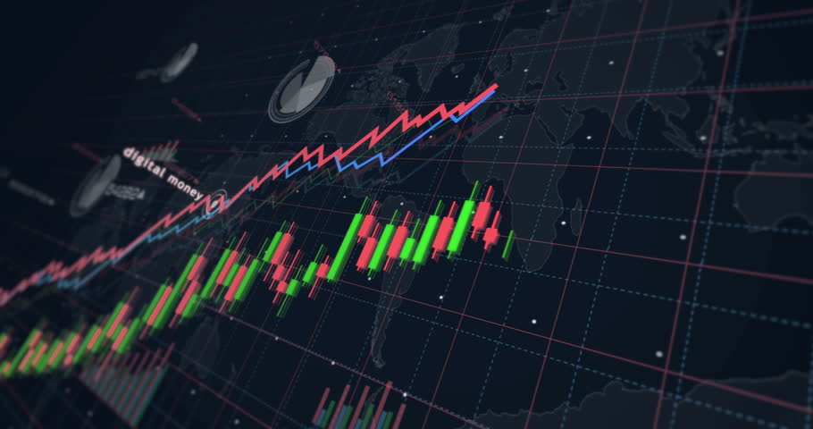 Bitcoin digital money charts and graphs diagram seamless and loopable concept