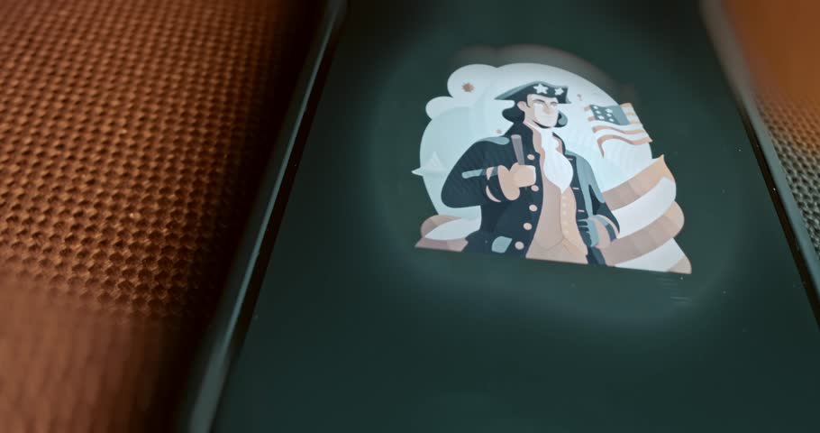 George Washington portrait sticker, presentation