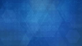 Abstract blue background, honeycomb grid pattern, slow motion overlapping hexagon shapes, digital backdrop for modern science, tech, news, corporate themes - Powered by Shutterstock - Get 15% off with code: PIKWIZARD15