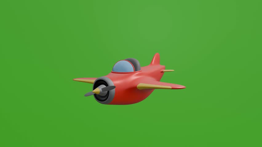 Cartoon Red Plane Flying Animation