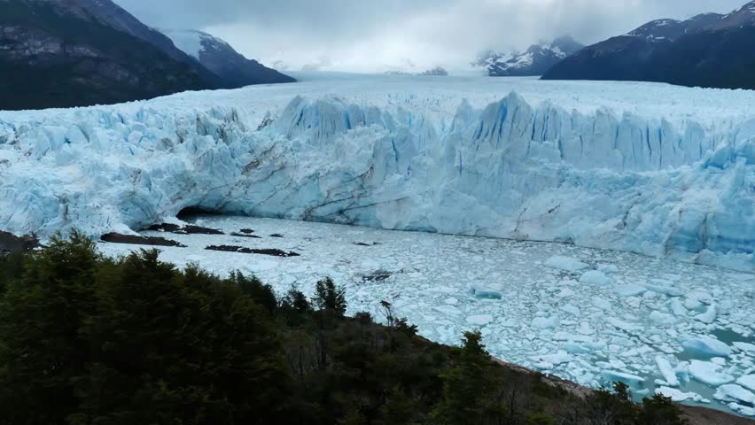Majestic perito moreno glacier in patagonia argentina under a cloudy sky day