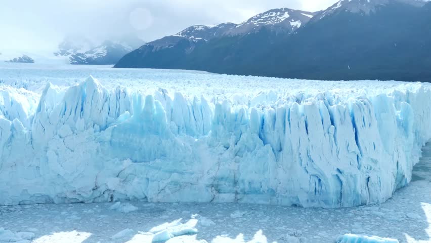 Majestic perito moreno glacier wall in patagonia argentina on a cloudy day view