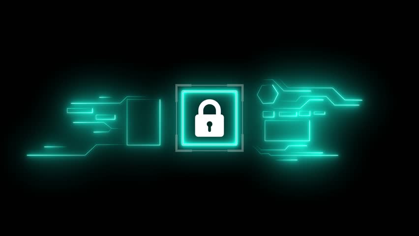 Neon Teal Digital Lock Icon on Futuristic Circuit Board Background security technology - Powered by Shutterstock - Get 15% off with code: PIKWIZARD15