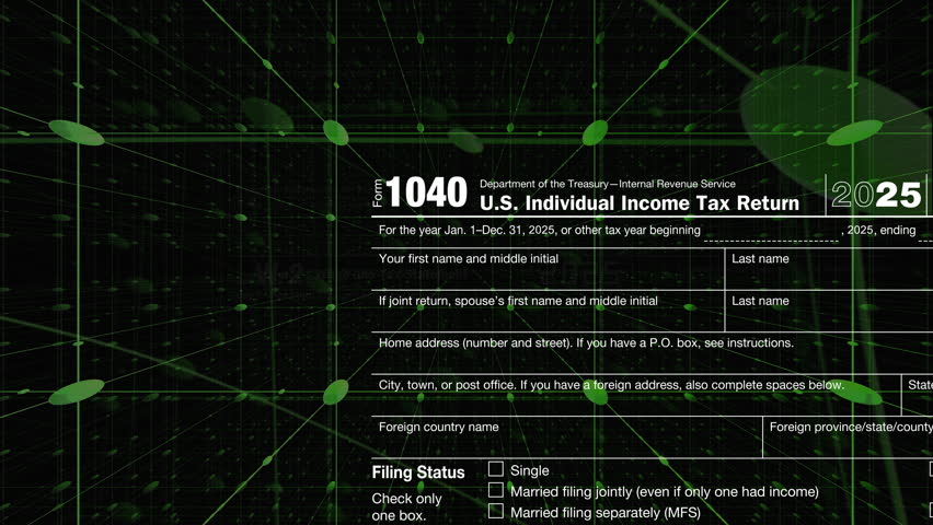 IRS 2025 Tax Forms Science Space Tech Animation Background