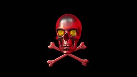 3D rotating skull with glowing eyes and moving bones on black and green background. Danger warning animation. Video 4K. - Powered by Shutterstock - Get 15% off with code: PIKWIZARD15
