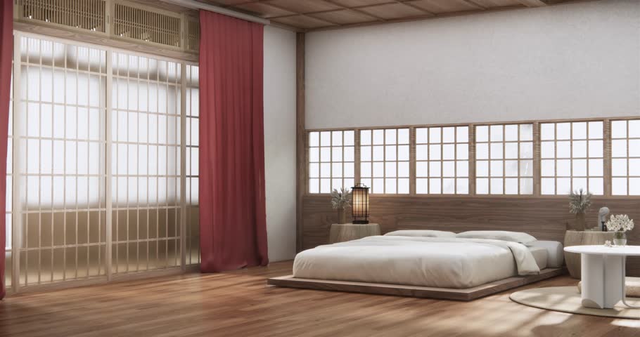 Minimalist wabi interior mock up design, room japanese sytle . 3D rendering.
