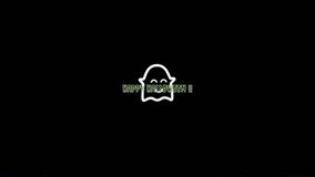 Minimalist Glitch Ghost Loop with Happy Halloween and Laughing Text - Powered by Shutterstock - Get 15% off with code: PIKWIZARD15