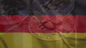 Bitcoin, Transaction data on the Germany flag background. Bitcoin background. Bitcoin investment and trading by individuals and organizations in Germany and around the world - Powered by Shutterstock - Get 15% off with code: PIKWIZARD15