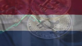 Bitcoin, Transaction data on the Netherlands flag background. Bitcoin background. Bitcoin investment and trading by individuals and organizations in the Netherlands and around the world - Powered by Shutterstock - Get 15% off with code: PIKWIZARD15