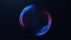 Abstract glowing red and blue sci-fi plasma sphere with digital texture and smooth gradients on dark background. High-tech futuristic energy orb in minimal motion style. - Powered by Shutterstock - Get 15% off with code: PIKWIZARD15