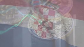 Bitcoin, Financial data chart on the Croatia flag background. Bitcoin background. Cryptocurrency investments by individuals and organizations in Croatia and around the world - Powered by Shutterstock - Get 15% off with code: PIKWIZARD15