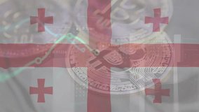 Bitcoin, Financial data chart on the Georgia flag background. Bitcoin background. Cryptocurrency investments by individuals and organizations in Georgia and around the world - Powered by Shutterstock - Get 15% off with code: PIKWIZARD15
