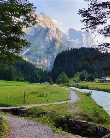 Beautiful Nature Landscape with Mountain and Meadow