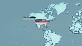 a stylized 3D map highlighting United States. USA flag, animation - Powered by Shutterstock - Get 15% off with code: PIKWIZARD15