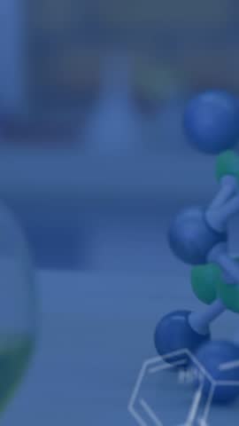 Animation of science data processing and formulas over laboratory. education and learning concept digitally generated video.