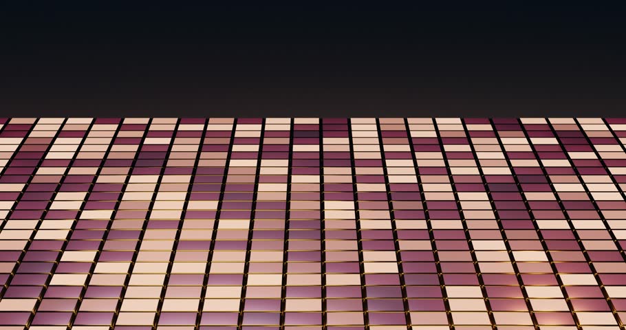 Elegant 3D render showing glossy metallic cubes with golden borders arranged in a structured pyramid pattern. Abstract geometric background symbolizing modern technology, architecture