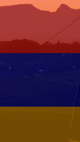Animation of flag of armenia over pylons. ukraine crisis and international politics concept digitally generated video.
