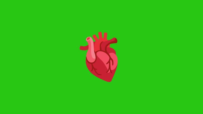 Stylized red heart graphic isolated against a vibrant green backdrop.