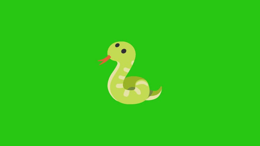 Green cartoon snake graphic isolated against a plain green backdrop.