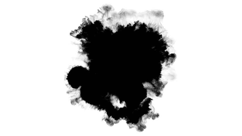 Swirling smoke or ink fluid transition effect. Steam, dust explosion. Black on white background