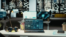 Empty business space at midnight showcasing data reports and analytics, city lights at night in the company boardroom. Modern workspace with financial projections graphs for management. - Powered by Shutterstock - Get 15% off with code: PIKWIZARD15