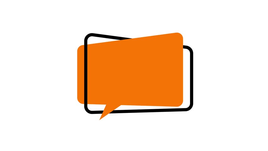 Orange colour quote bubble animation on white background in 4k resolution