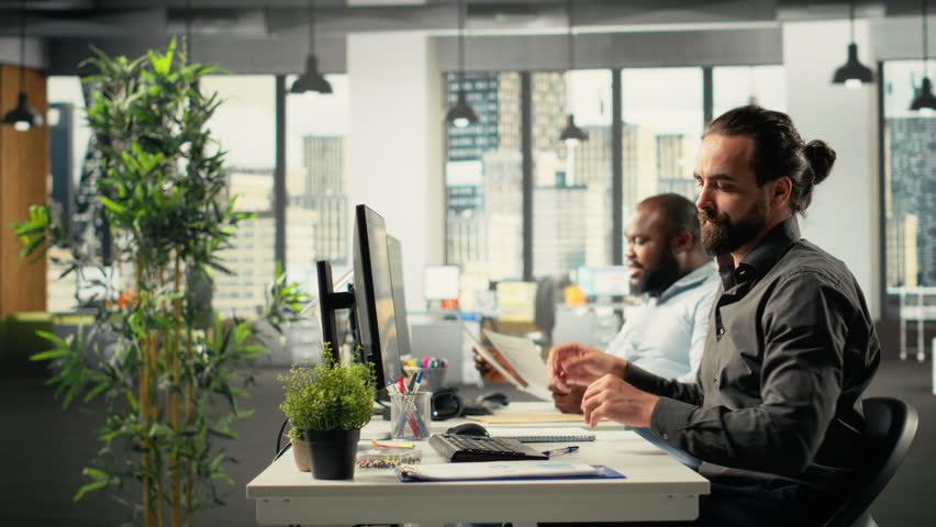 Time lapse of diverse work team study analytics and forecasting, focus on performance metrics and report writing. Data visualization to support company management decisions. Camera B. - Powered by Shutterstock - Get 15% off with code: PIKWIZARD15