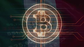 Bitcoin on mexico flag background and data chart. Illustration of cryptocurrency in buying, selling, investing in financial market - Powered by Shutterstock - Get 15% off with code: PIKWIZARD15
