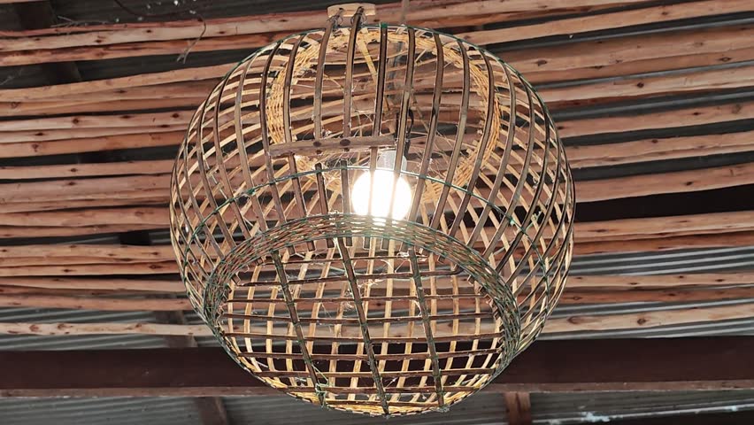 Bamboo lamp on the ceiling