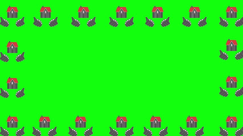 Home Loan or insurance icon, home care symbole green screen.