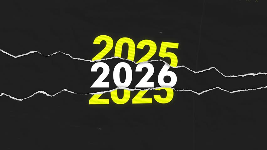 Happy New Year 2026 Paper Tear Animation. 2025 To 2026 New Year Animation. 2026 Reveal Animation