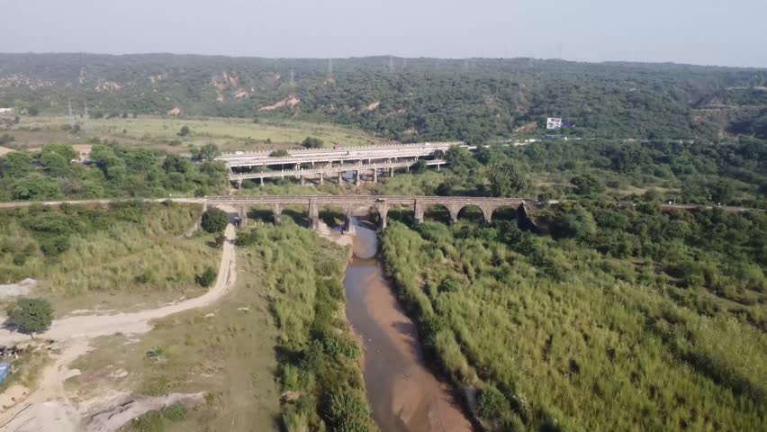 Nine Arch Railway Bridge in Bakrala Pakistan showing colonial engineering legacy and scenic rural charm