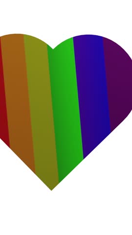 Animation of rainbow heart moving on white background. Valentine's day, love and celebration concept digitally generated video.