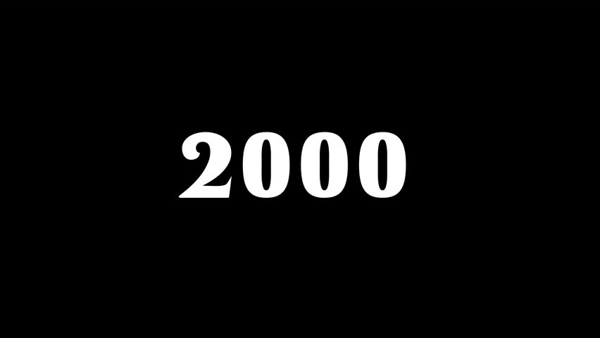 animation of years counter spinning from 2000 to 2026, smooth transition, white numbers on black background, timeline effect, useful for history, decades or time progression concepts