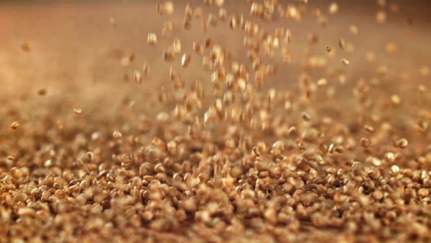 Chia seeds fall on the table. Filmed on a high-speed camera at 1000 fps. . High quality FullHD footage