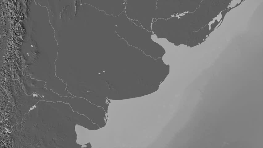 Buenos Aires - province of Argentina, extruded. Grayscale map
