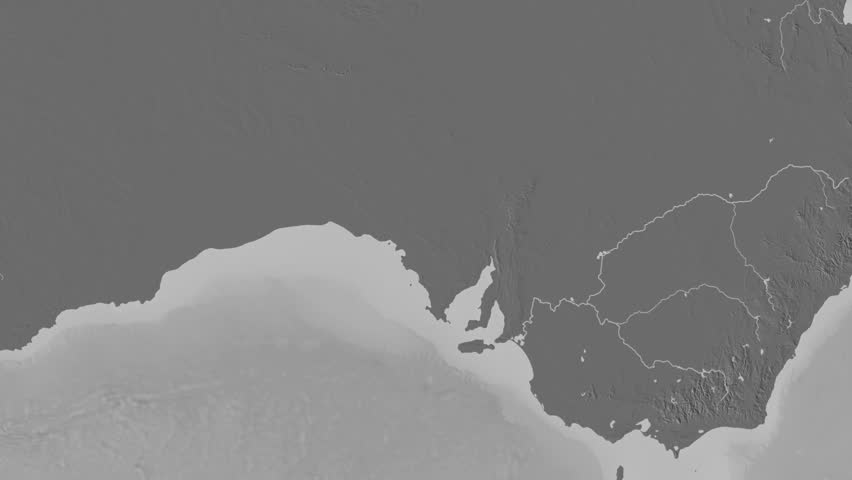South Australia - state of Australia, extruded. Grayscale map