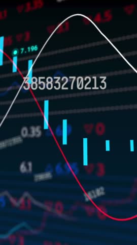 Multiple numbers increasing and falling against a black background. Global data processing connections and digital interface concept digitally generated video.