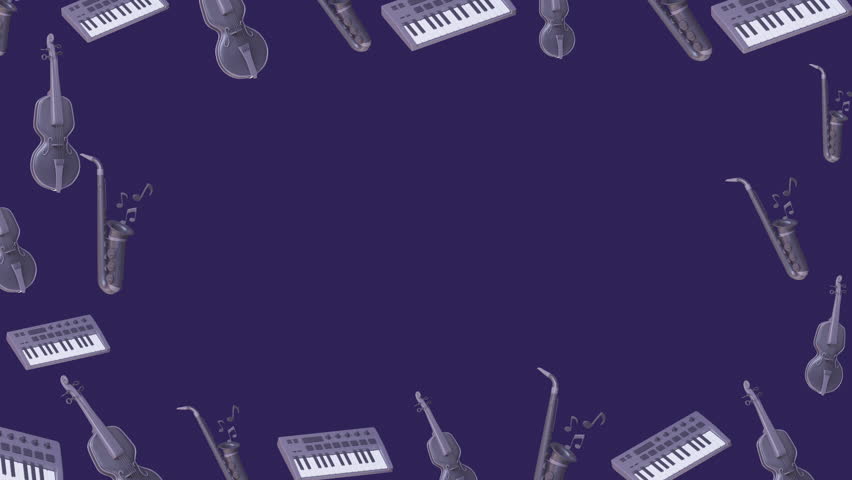 4K Seamless Looping Music Instruments Frame Background Animation