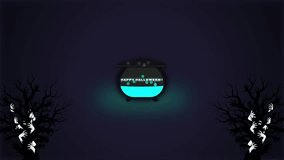 Witch's Cauldron Boiling and Changing Colors with Halloween Zombie Trees Loop - Powered by Shutterstock - Get 15% off with code: PIKWIZARD15
