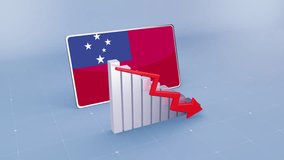 Samoa Flag and Bar Chart Graph Showing Decreasing Values a Red Arrow Economic Crisis Concept - Powered by Shutterstock - Get 15% off with code: PIKWIZARD15