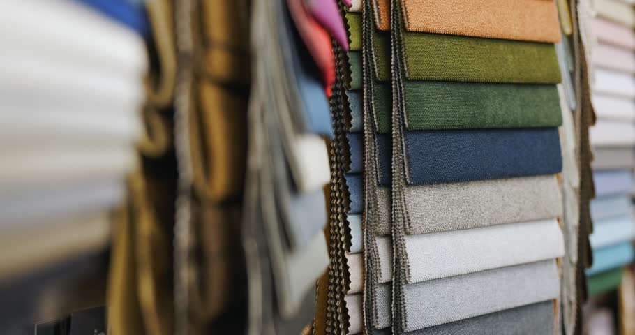 A collection of fabric samples with different color