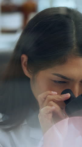 Glasses, woman and scientist with microscope for research, study experiment and cure development. Science, microbiology equipment and person in laboratory for medical innovation, biotech and bokeh