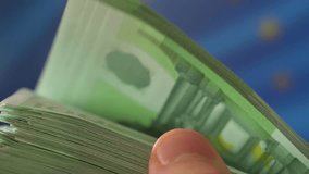 Man counting money. Euro banknotes in hands. 4k footage UHD 3840x2160 - Powered by Shutterstock - Get 15% off with code: PIKWIZARD15